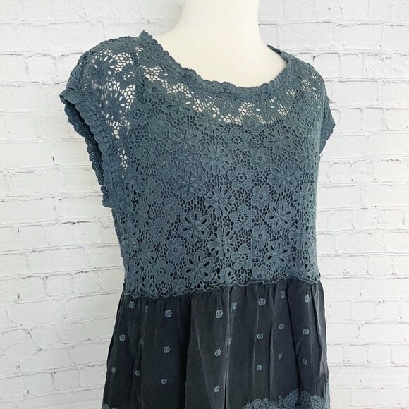 NEW Johnny Was Flower Getaway Mini Dress Women’s Small Embroidered Sanded Black - Picture 3 of 7